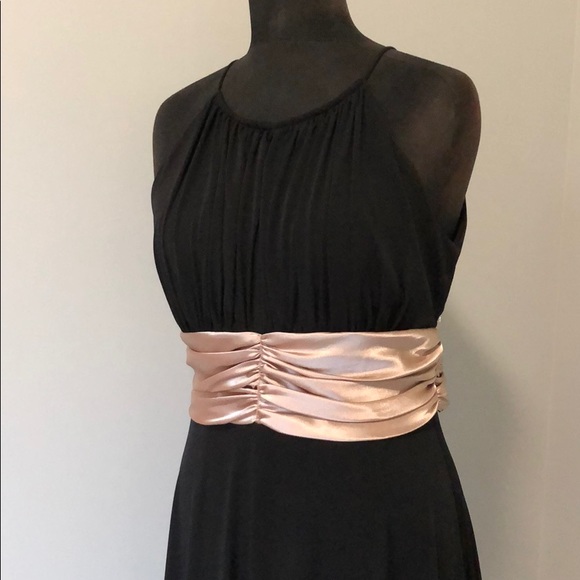 Jessica Black Dress with Champagne Sash - Picture 1 of 6